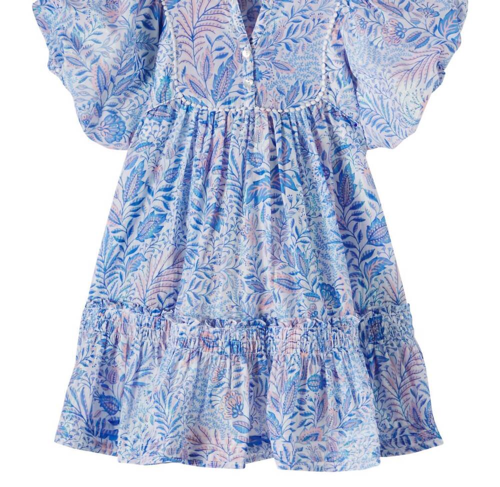 NEW POUPETTE ST BARTH girl's mini cruz dress in blue palmarosa